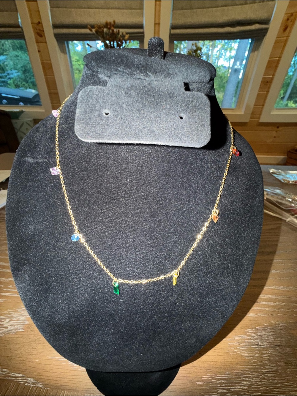 Gold Multi-Color Gem Station Necklace - Women Jewelry by Anthropologie